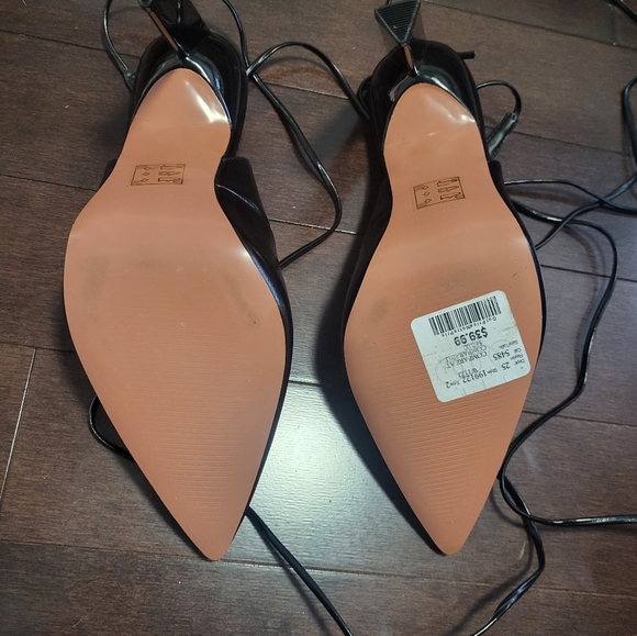 Black pointed tie-up heels (10) - Picture 5 of 5